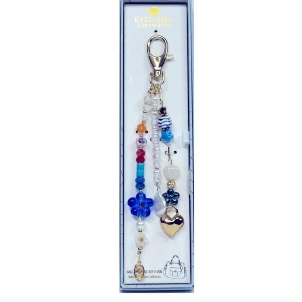💙▪️EyeCandy▪️los Angeles  Beautiful  Bag Charm Key Chain Glass Beaded